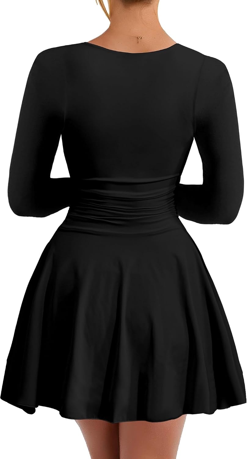 image:imageKaximil Womens Corset Long Sleeve Mini DressesBlack