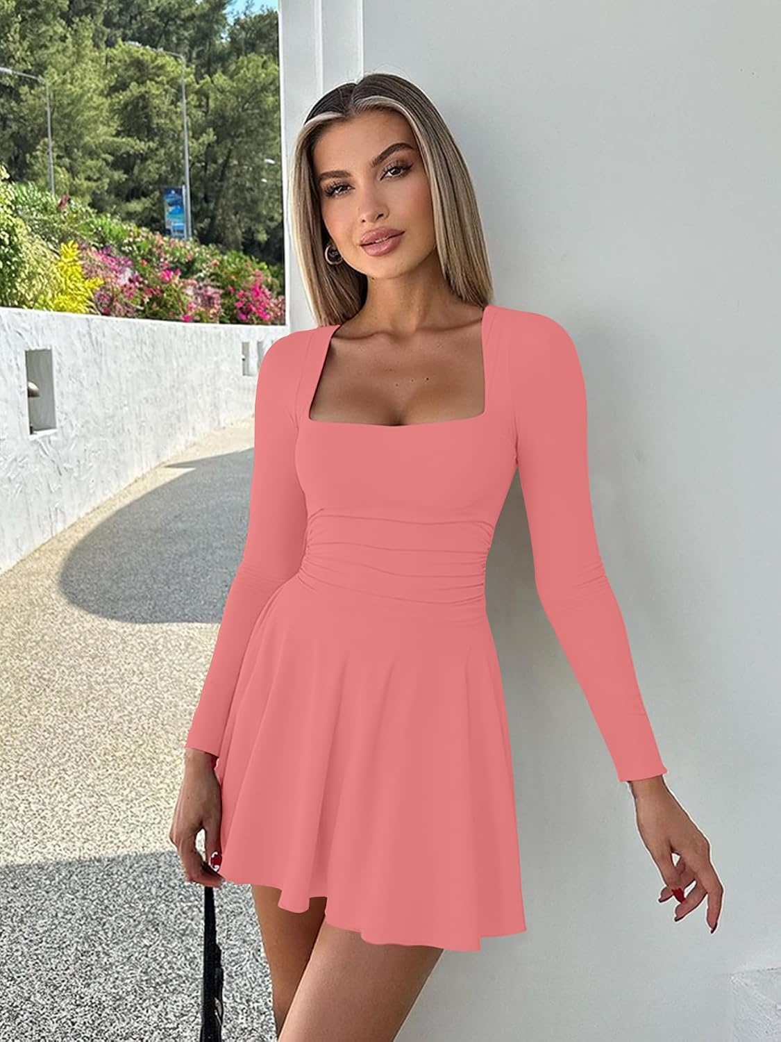 image:imageKaximil Womens Corset Long Sleeve Mini DressesWater Pink