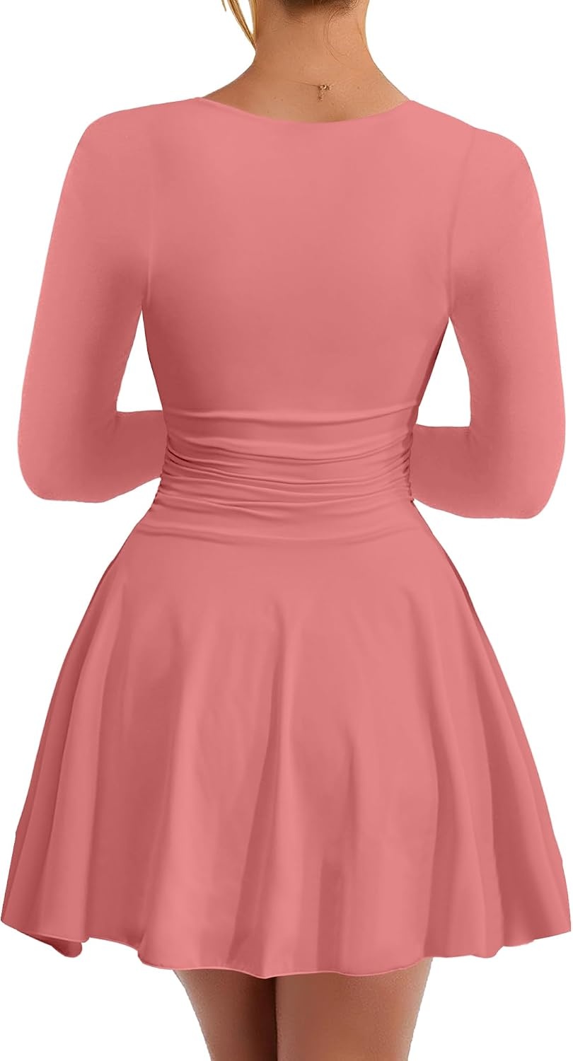 image:imageKaximil Womens Corset Long Sleeve Mini DressesWater Pink