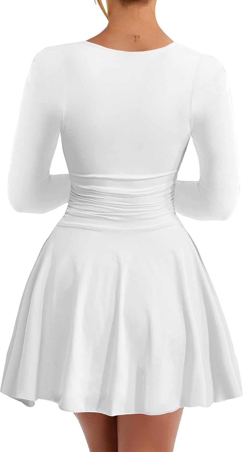 image:imageKaximil Womens Corset Long Sleeve Mini DressesWhite
