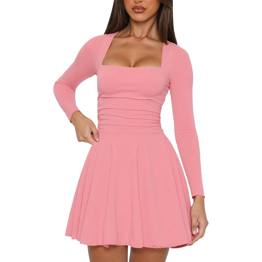 image:imageKaximil Womens Corset Long Sleeve Mini DressesWater Pink