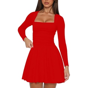Kaximil Women’s Corset Long Sleeve Mini Dresses(Red)