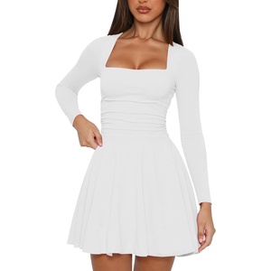 Kaximil Women’s Corset Long Sleeve Mini Dresses(White)