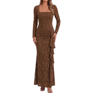 Kaximil Women’s Fall Floral Wedding Guest Cocktail Formal Maxi Dress(Coffee)