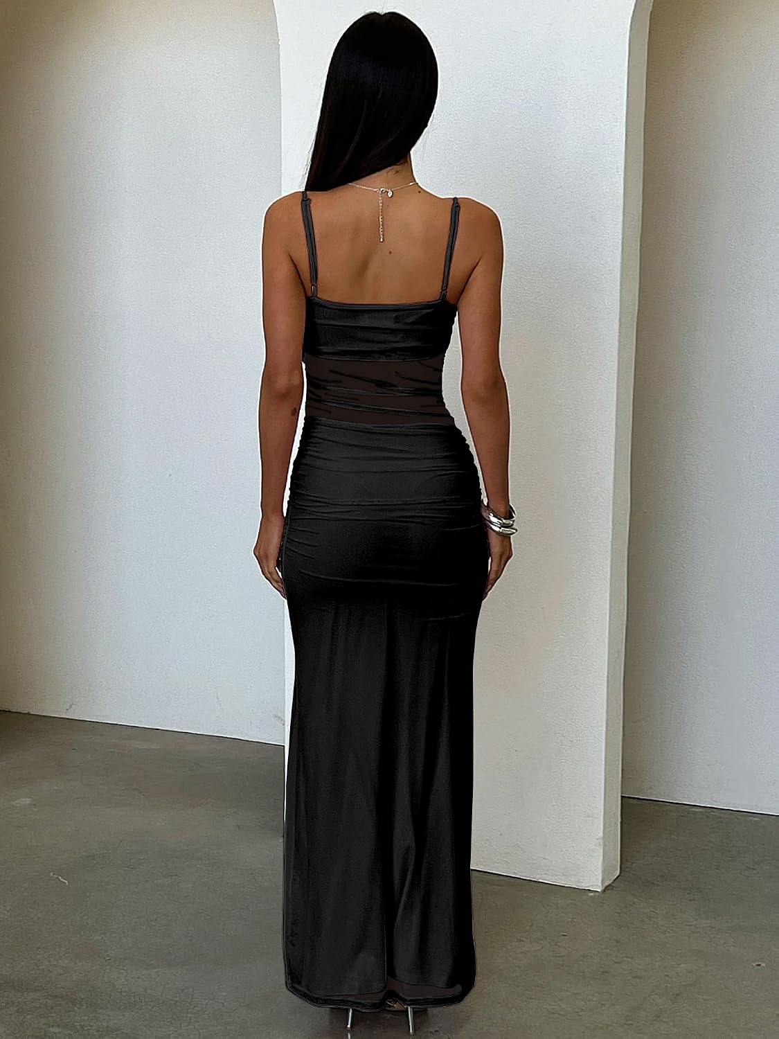 image:imageKaximil Womens Sexy Spaghetti Strap Formal Maxi DressBlack