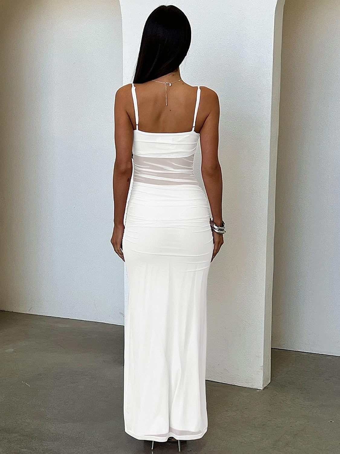 image:imageKaximil Womens Sexy Spaghetti Strap Formal Maxi DressWhite